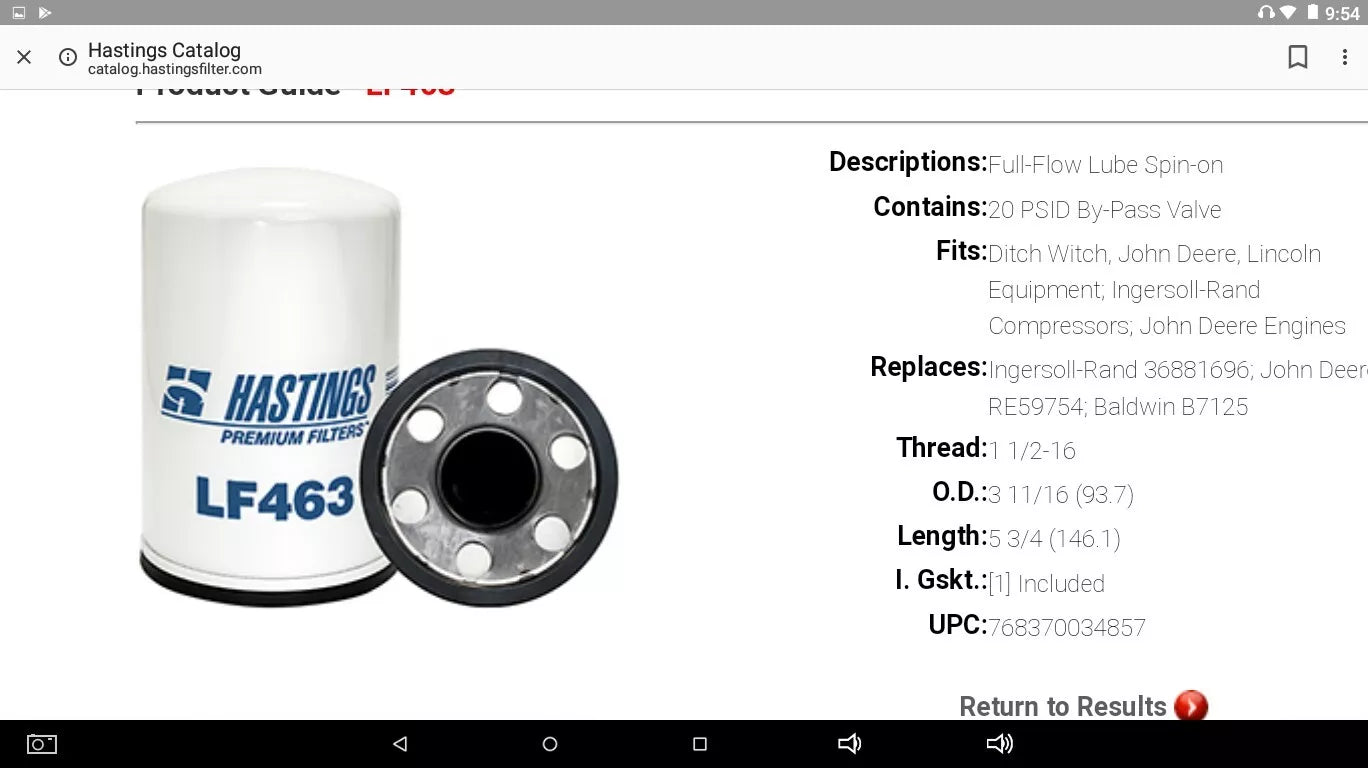 Hastings Oil Filter LF463